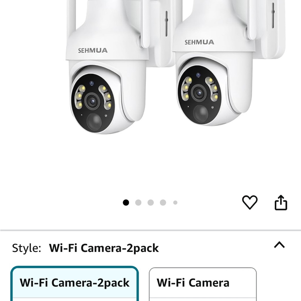 SEHMUA Wi-Fi Security Camera 2-Pack - White